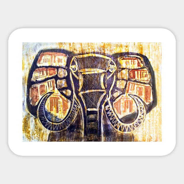 African elephant Sticker by VicaVeresk